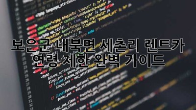 보은군 내북면 세촌리 렌트카 연령 제한 완벽 가이드